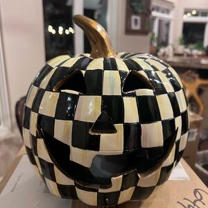 MacKenzie-Childs Black and Cream Checkered Pumpkin